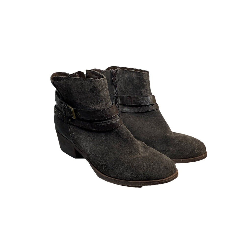 Sonoma Boots Womens 11 M Bette Casual Side Zip Ankle Bootie Brown Suede Heels